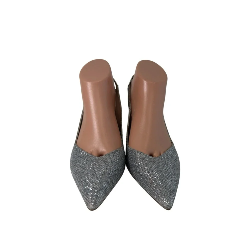 Stuart Weitzman Eva 75 Slingback Pumps Metallic Silver Women's Size 7
